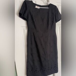 Talbots Black Silk Embroidered Dress Eyelet Size 6 Petite Party Cruise Evening